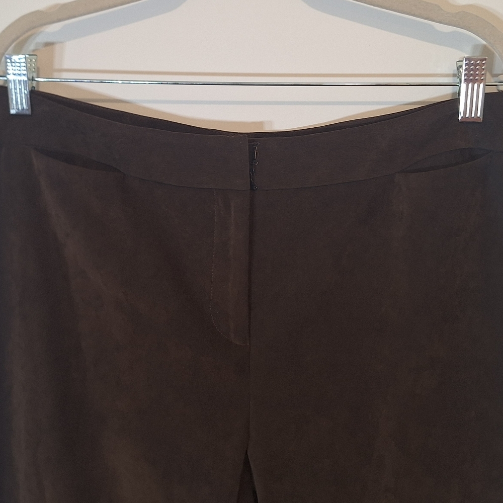 J.McLaughlin Velvet Velour Hi Waisted Trousers Pants Stretch Chocolate Brown 14 - Picture 9 of 15